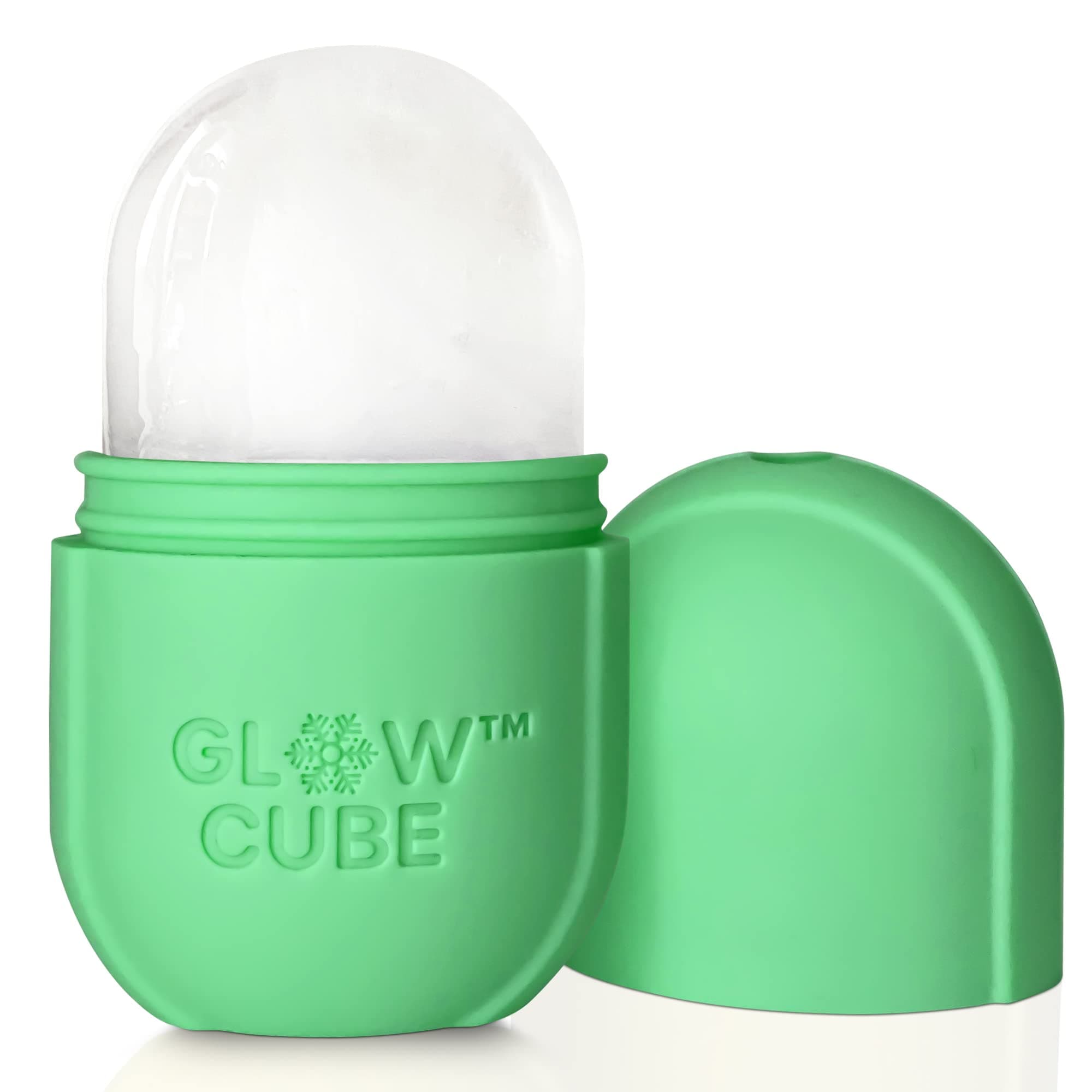Glow Cube Ice Roller For Face Eyes and Neck To Brighten Skin & Enhance Your Natural Glow/Reusable Facial Tool to Tighten & Tone Skin & De-Puff The Eye Area (Pastel Green)