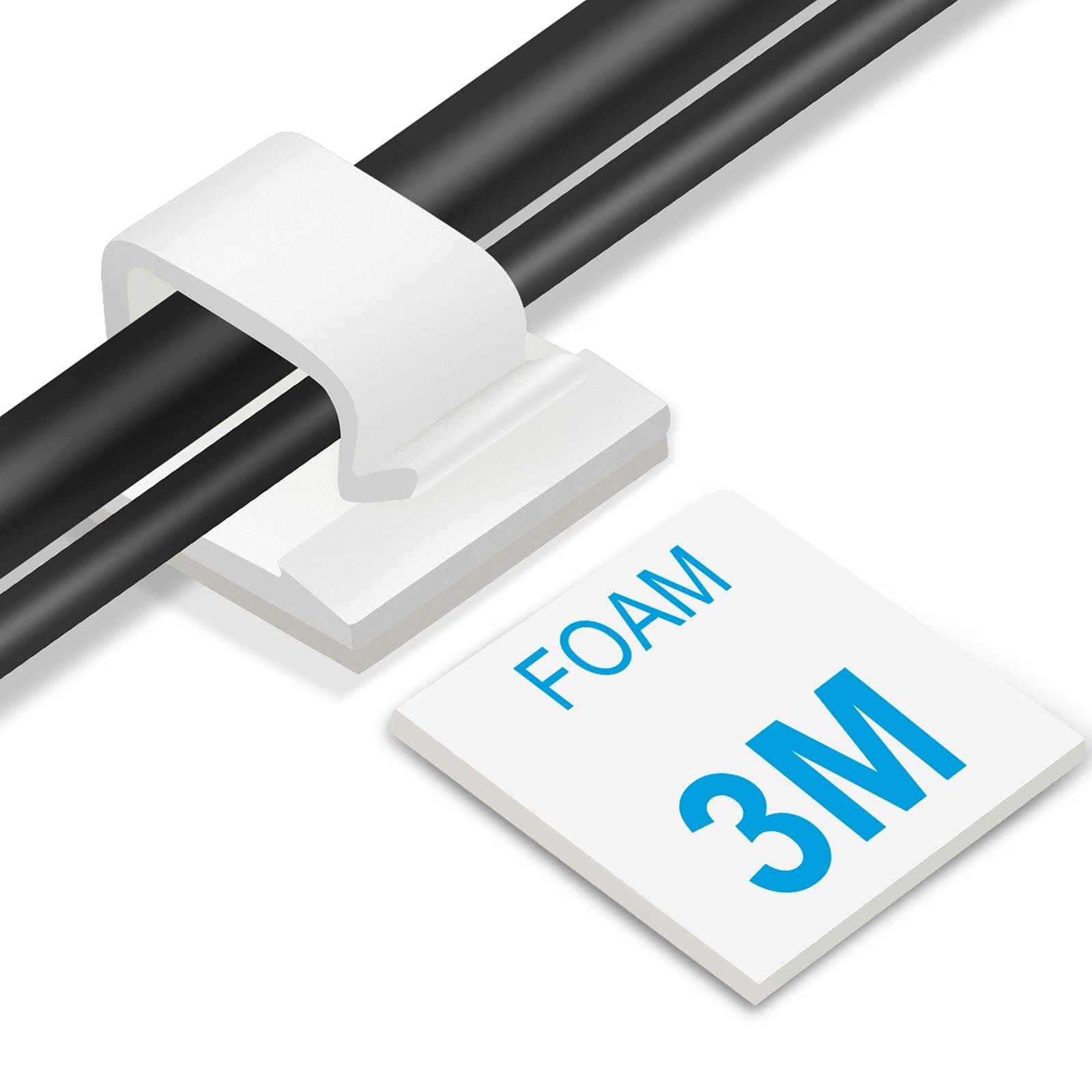 Adhesive Cable Clips White (Large, 45 PCS), Upgraded Wire Clips for Electric Wires, Cord Holders Management Under Desk, Car, Extension Cord, Ethernet Cable, LED Lights