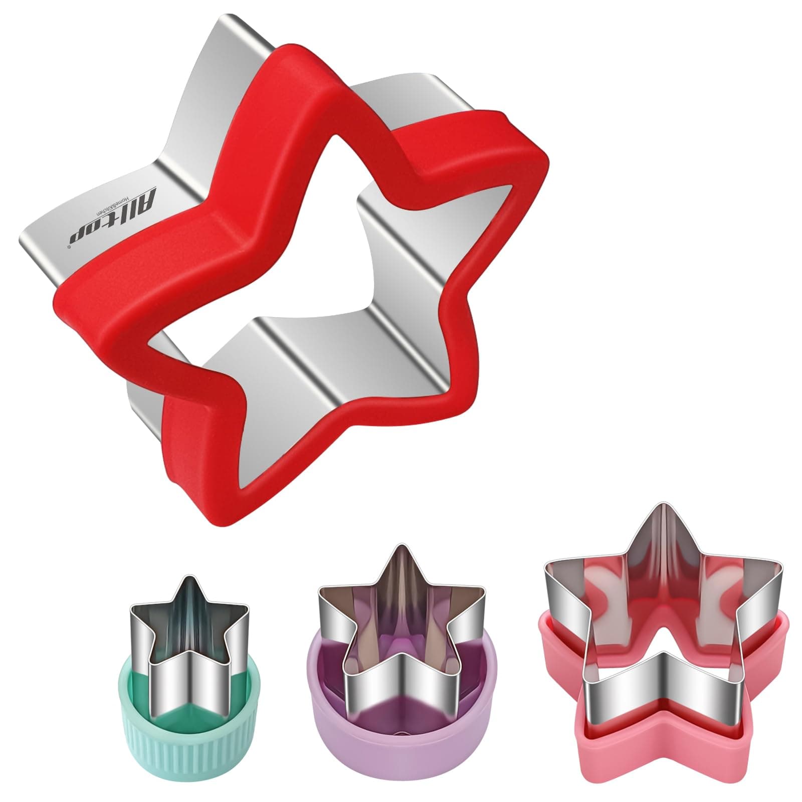 ALLTOP Star Cookie Cutters Set โ 4 Pcs Different Sized Biscuit Cutter, Donut & English Muffin Cutter for Baking