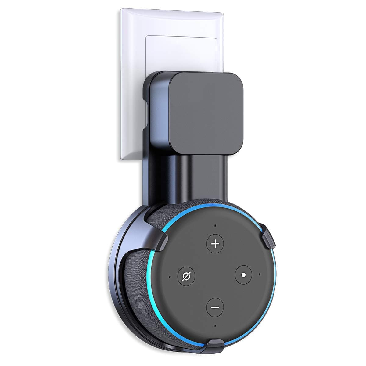 MATONEOutlet Wall Mount Holder for Dot 3rd Generation & Mi AI, A Space-Saving Solution for Your Smart Home Speakers, Clever Dot Accessories with Cord Arrangement Hide Messy Wires - Black