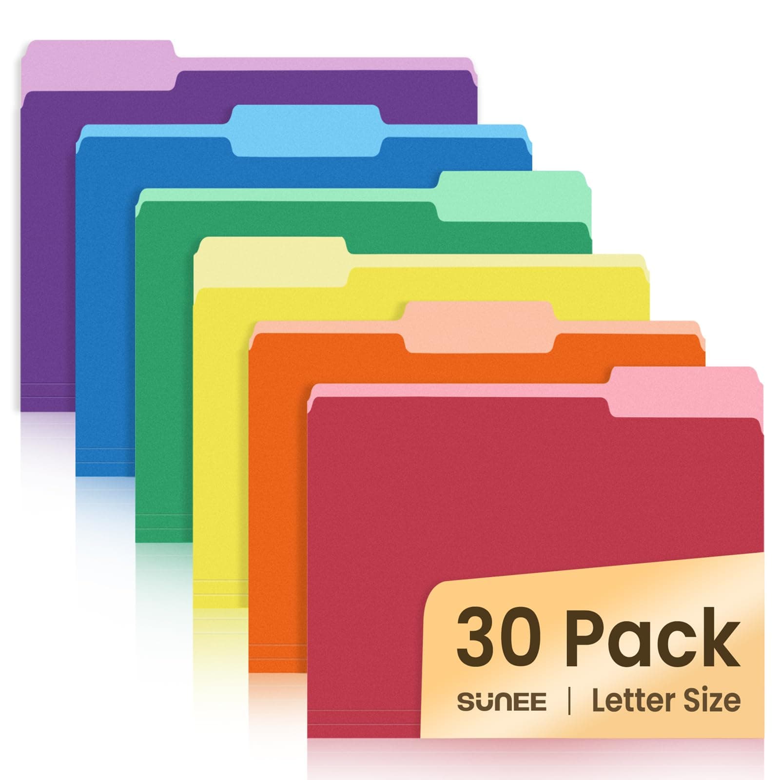 SUNEE File Folders, 30 Pack Manilla Folders 8.5 x 11, Colored File Folders Home Office School Supplies for Documents Files Paper, 6 Assorted Colors