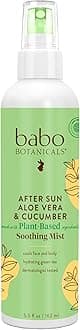 Babo Botanicals After Sun Soothing Mist - Aloe Vera & Cucumber - For Face, Body & Sensitive Skin - Non-Aerosol - No-touch application - EWG Verified - Alcohol-Free - Scented with cucumber extract