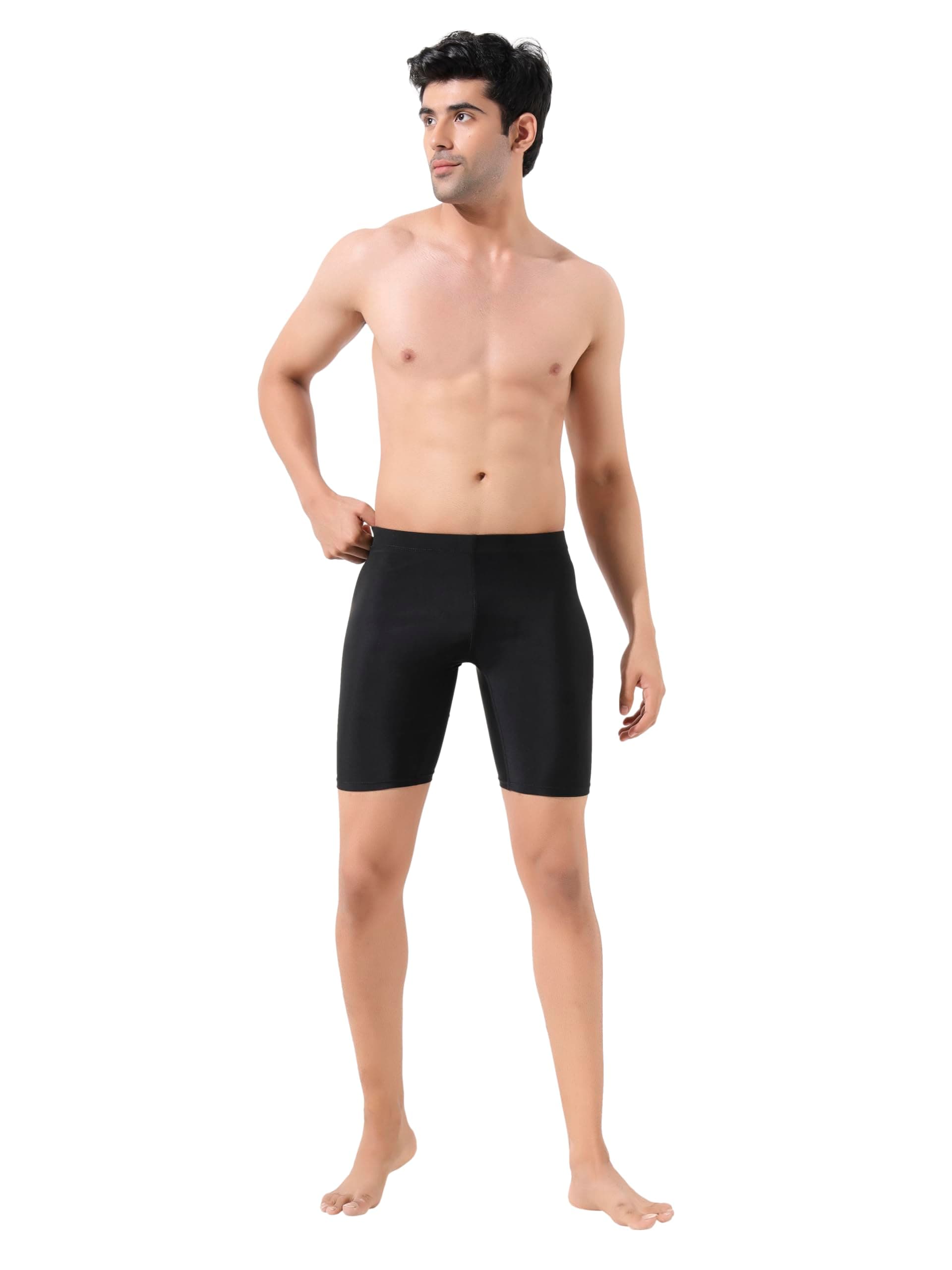 Lycot Unisex Adult Compression Half Tight Plain Athletic Fit Multi Sports Inner Wear (Black, XL)