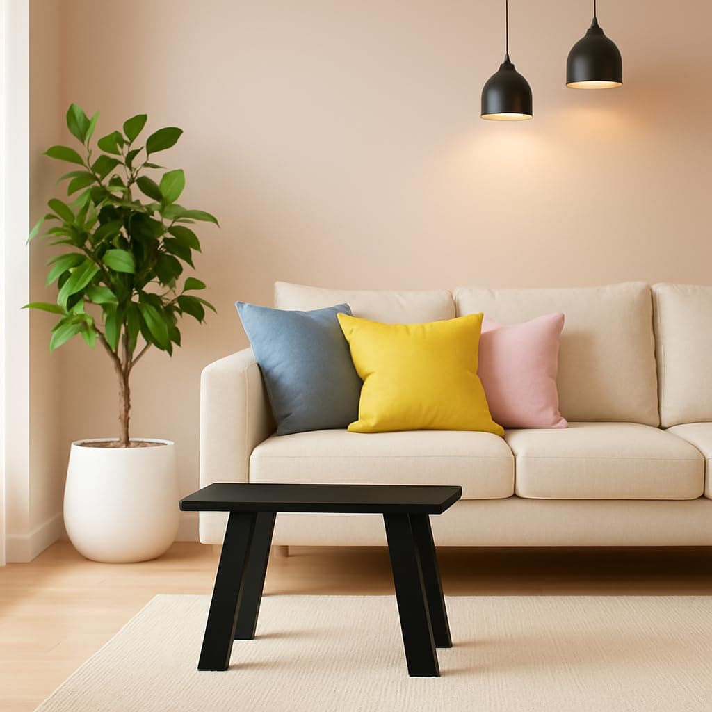 SBF Furniture Mini Rectangle Side Table, 35 cm, Matte Finish, Modern Minimalist Design, 4 Angled Legs (Black)