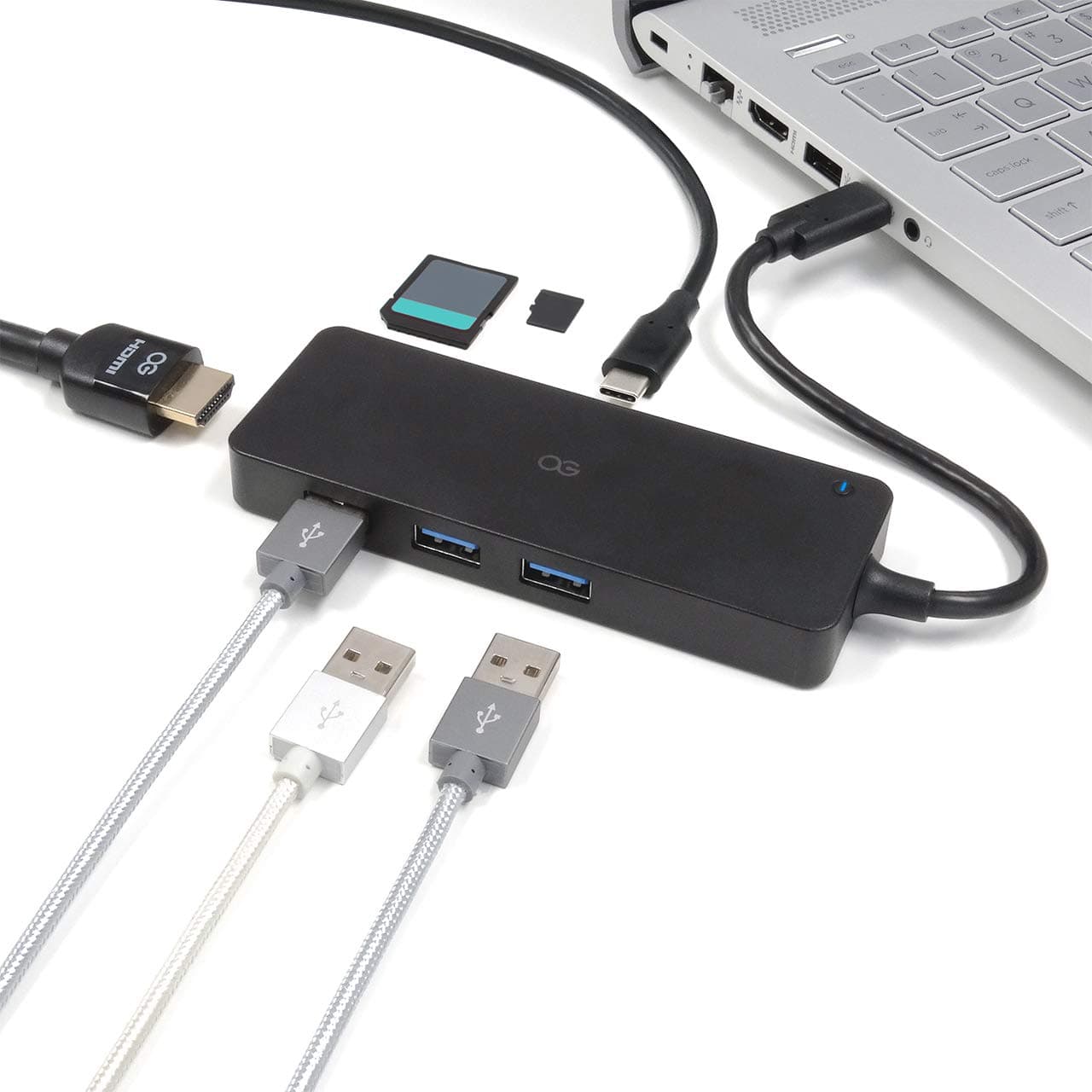 Omnigates Slim USB Type-C Data Hub HDMI Adapter-6 Port (3xUSB 3.0, 1xType-C Power Delivery, 1xSD/Micro SD Reader, 1xHDMI) Compatible with MacBook, Surface Pro, Laptops/PC with Thunderbolt/Type-C, etc.