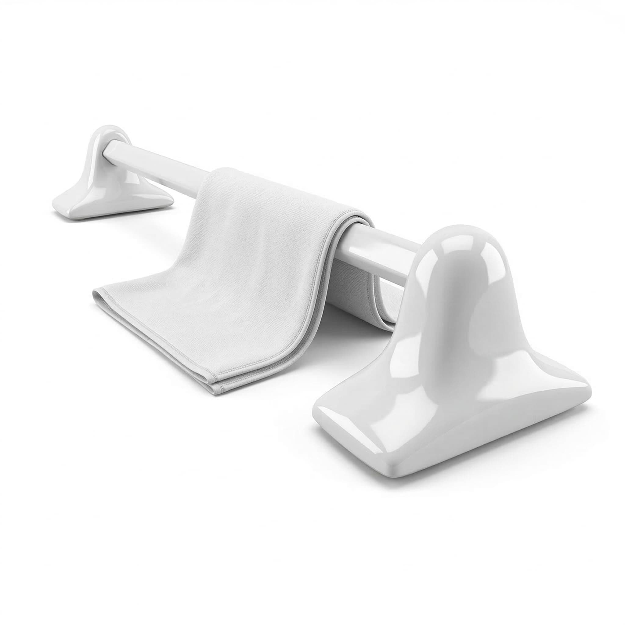 Tenedos White Glazed Ceramic Bathroom Accessory Kit - Not for Flat Surface Installation (Towel Bar)- There is an Insert That goes Inside Wall- Professional Installation Needed