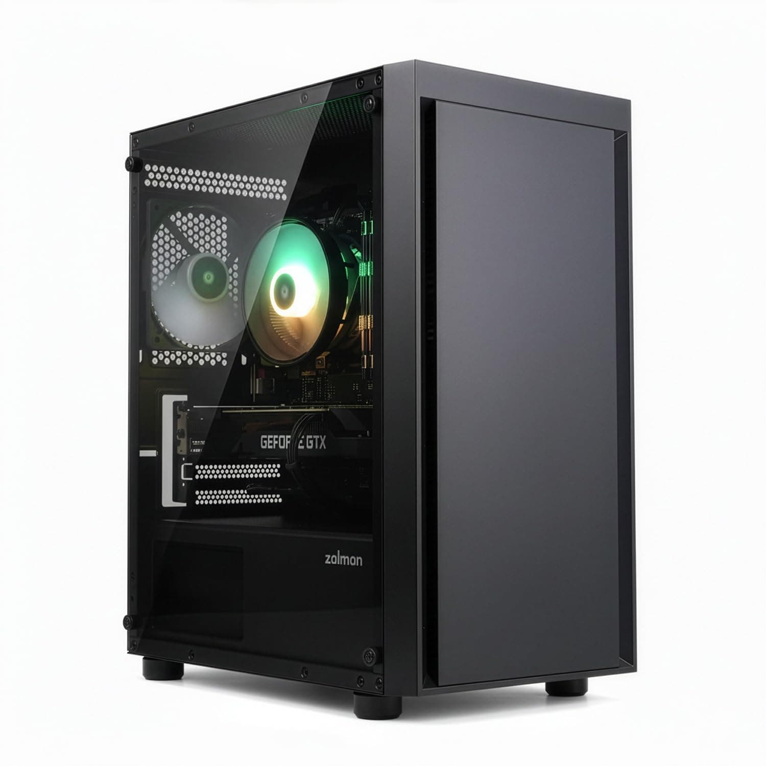Zalman T3 Plus Mini Tower Compact PC Case - Micro ATX Mini ITX Computer Case - Pre-Installed 2 x 120mm Fans - Tempered Glass Side Panel - Mesh Air Vent for Optimized Cooling, Black