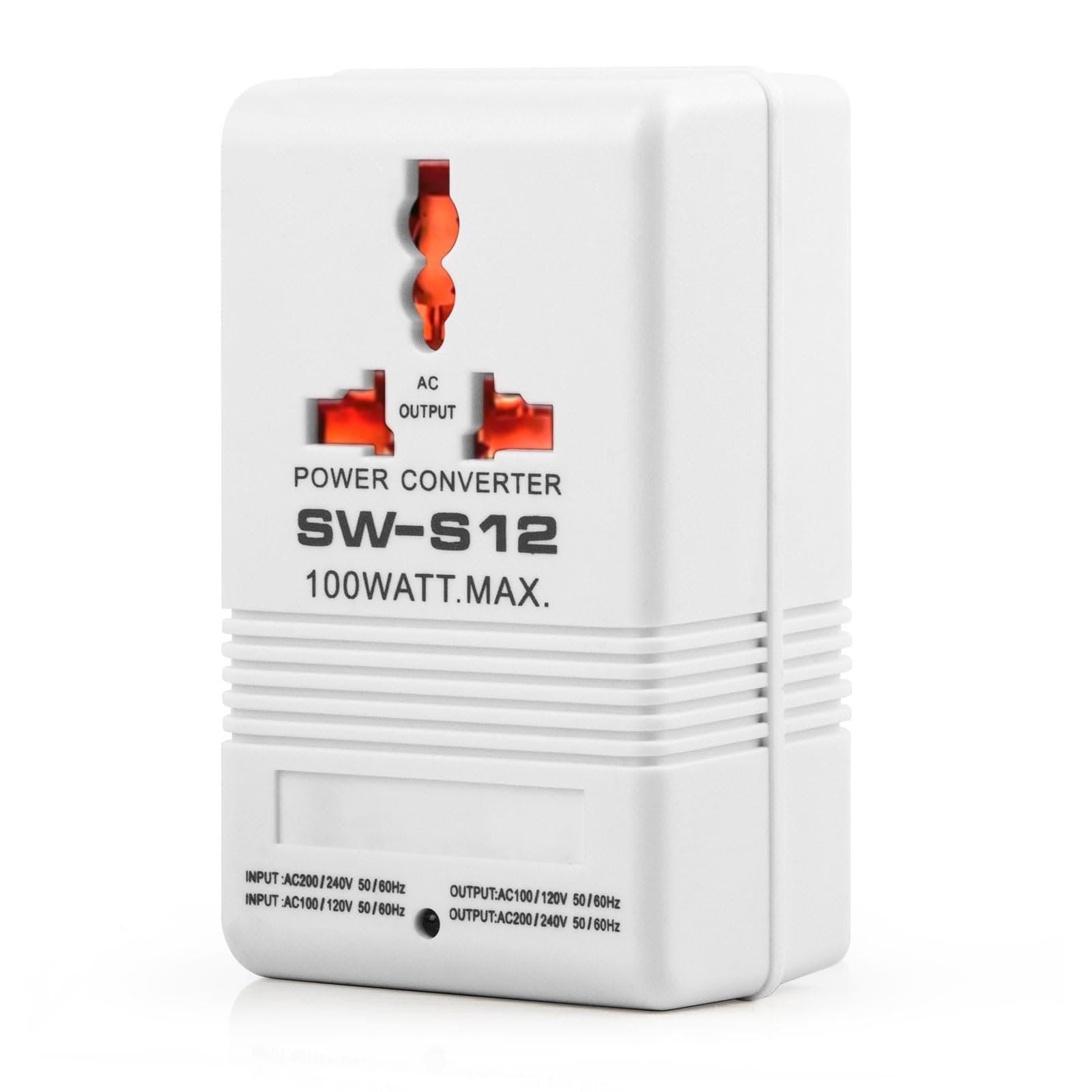 Voltage Converter 110V to 220V Step-Up & Step-Down Power Two-Way Conversion Voltage Converter Transformer for Travel, RV, and Camping (100W, White)