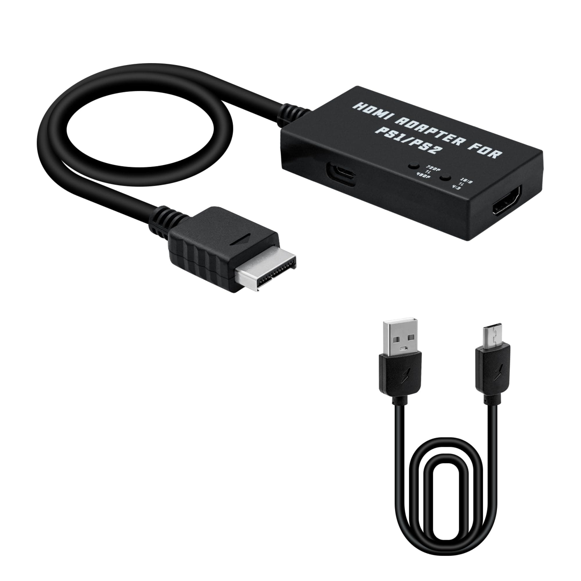 Mcbazel HDMI Adapter for PS2/PS1, for PS1/PS2 to HDMI Adapter Converter Support 4:3/16:9 Screen Aspect Rtio Switch and Switching 480p/720p Resolution
