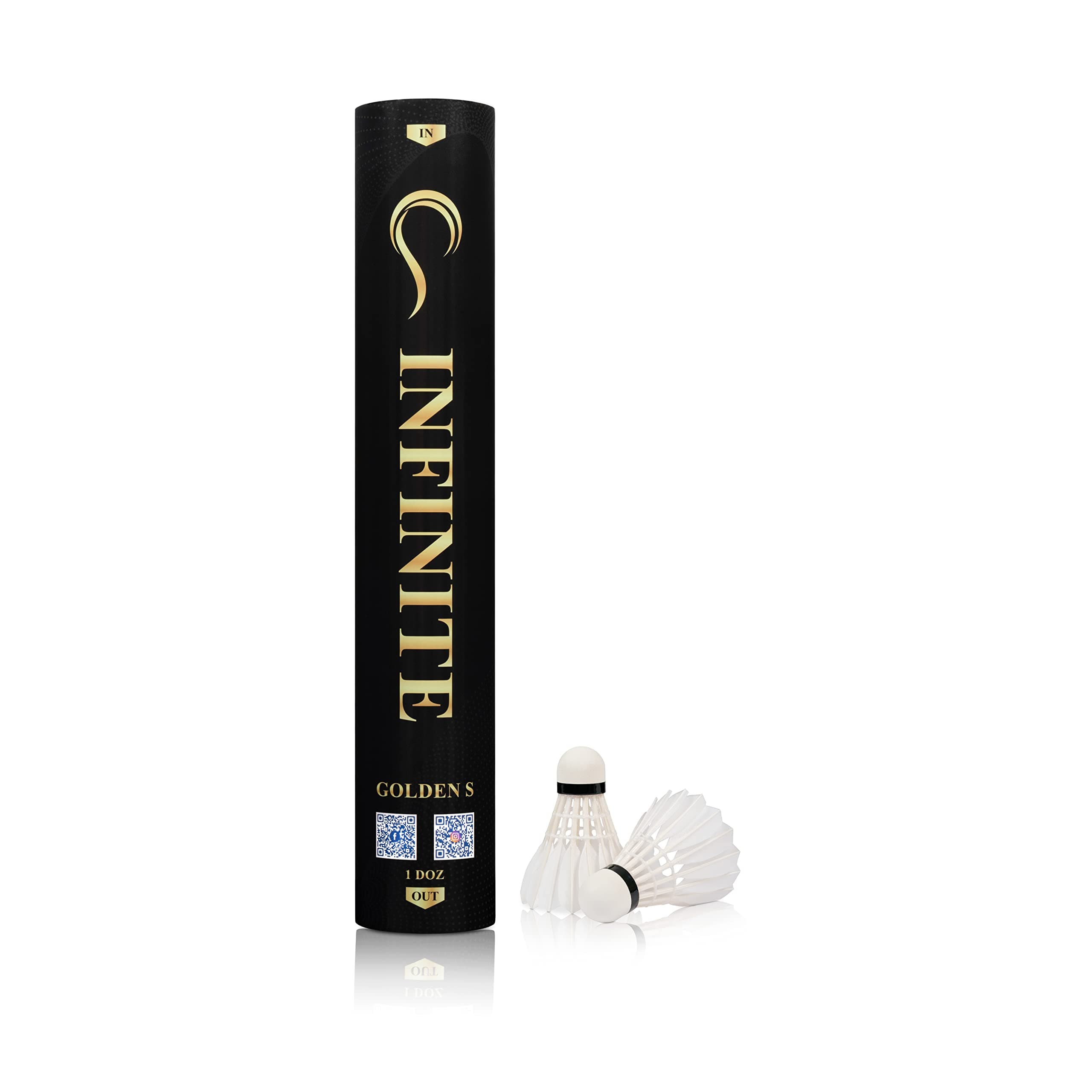 INFINITE Badminton Shuttlecocks, Goose Feather with Great Durability & Stability & Control, Suitable for Intermediate Level Player and Club Session, 12PCS per Tube, Golden S