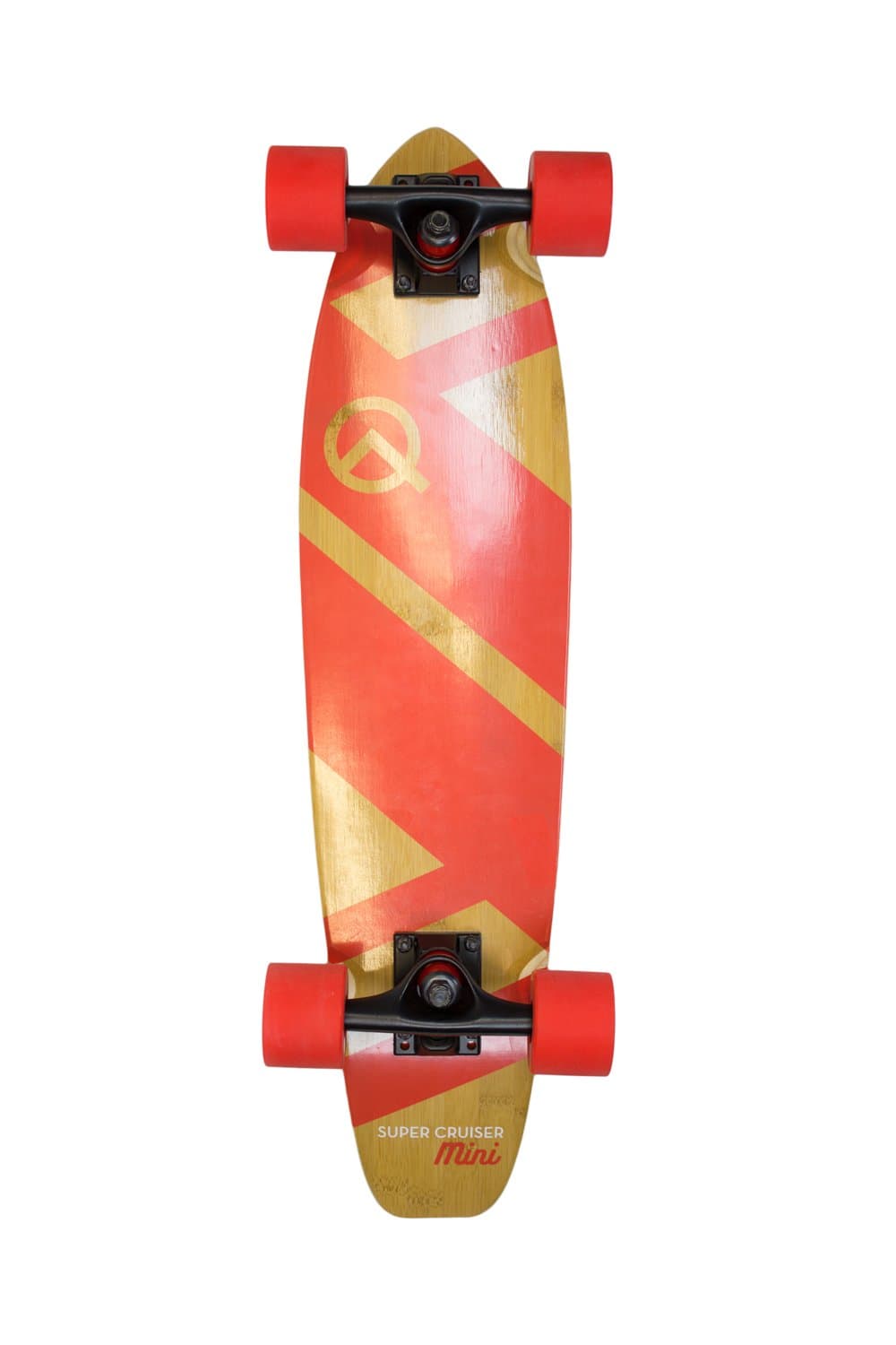 The Super Cruiser Mini 27" Red Bamboo and Maple Longboard Skateboard