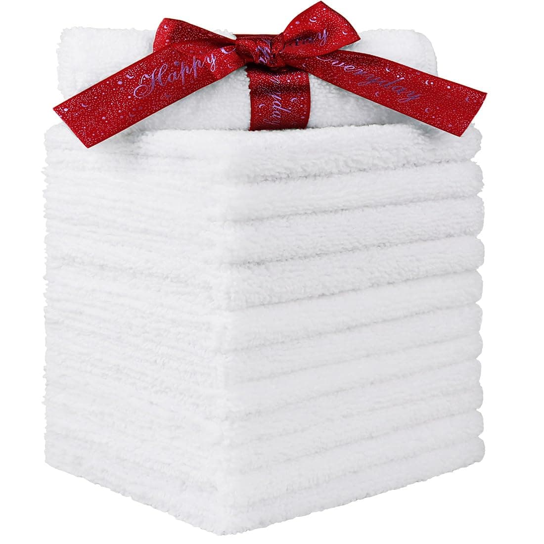 Microfiber Washcloths 12 Pack, Highly Absorbent and Soft Face Towel, Multi-Purpose White Wash Cloths for Bathroom, Hotel, Spa, Gym, and Kitchen, 12x12 Inch