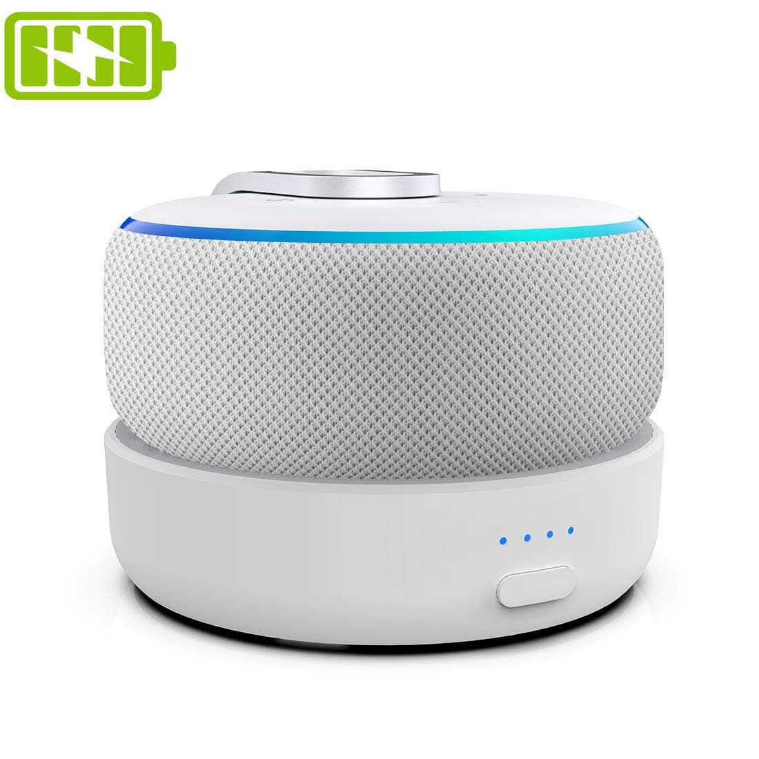 [Upgraded] GGMM D3 Battery Base for Dot 3rd gen, Portable Charger with 7 Hours of Playtime, White (Power Adapter is Not Included)