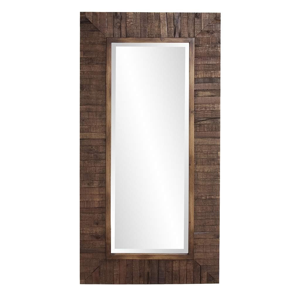 Howard Elliot Timberlane Rustic Wall Mirror, Walnut Finished Wood Frame Accent Mirror