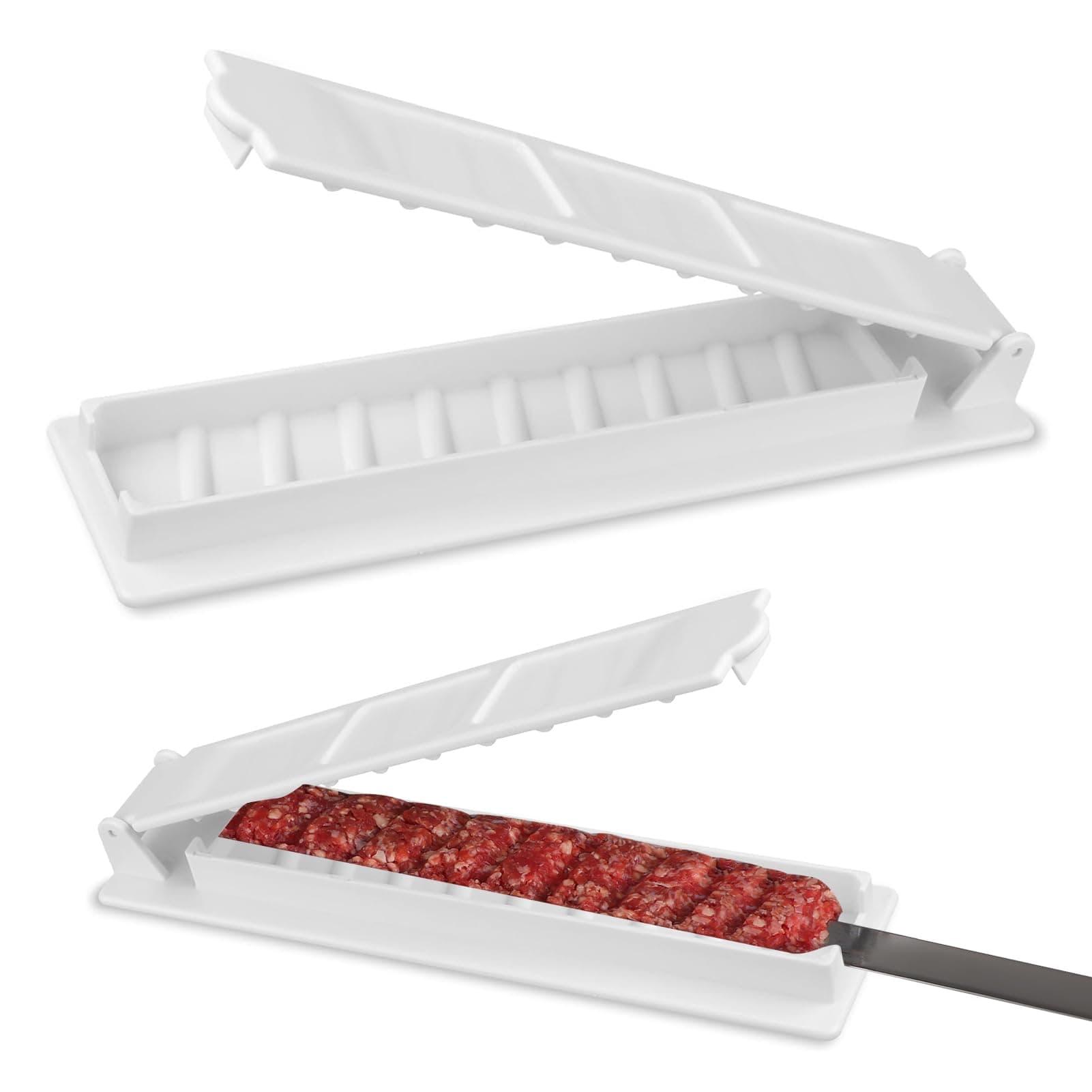 Kebab Press Maker，Kabab Maker Machine with Plastic，Manual Kabob Mould Reusable Easy Kabob Maker Perfect for Barbecue Party and Outdoor Activities