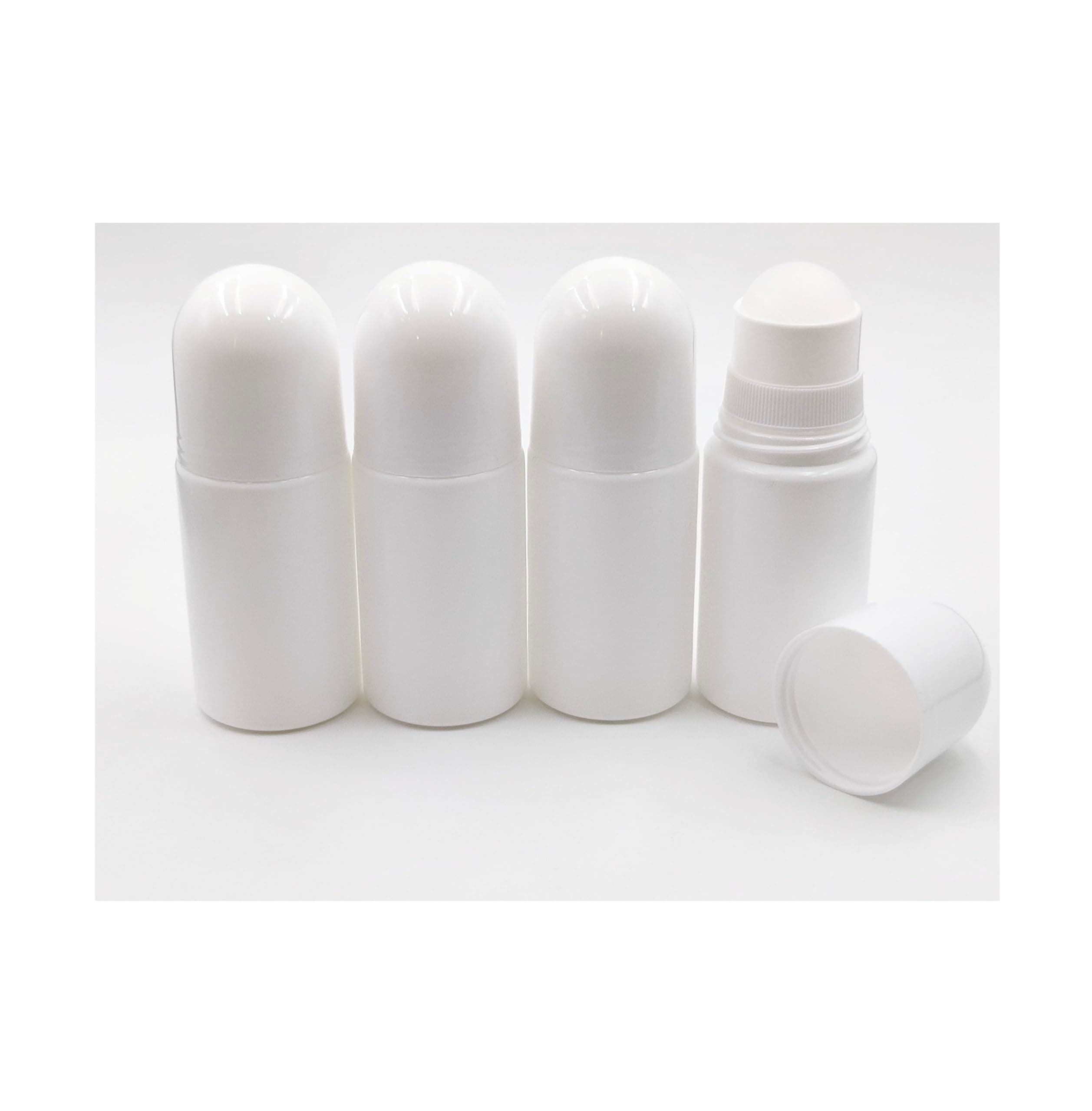 4Packs 1.7oz /50mL Roll-on Bottles Empty Refillable Roller White Plastic Anti-perspirant Roller Ball Perfume Bottles for DIY Deodorants, Essential Oils, and Fragrances