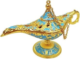 - Hourwof Tiny Aladdin Genie Lamp Vintage Legend Aladdin Magic Lamp Wishing Light Arabian Costume Props Party Wedding Table Decoration Birthday Gift,Small Lake Blue