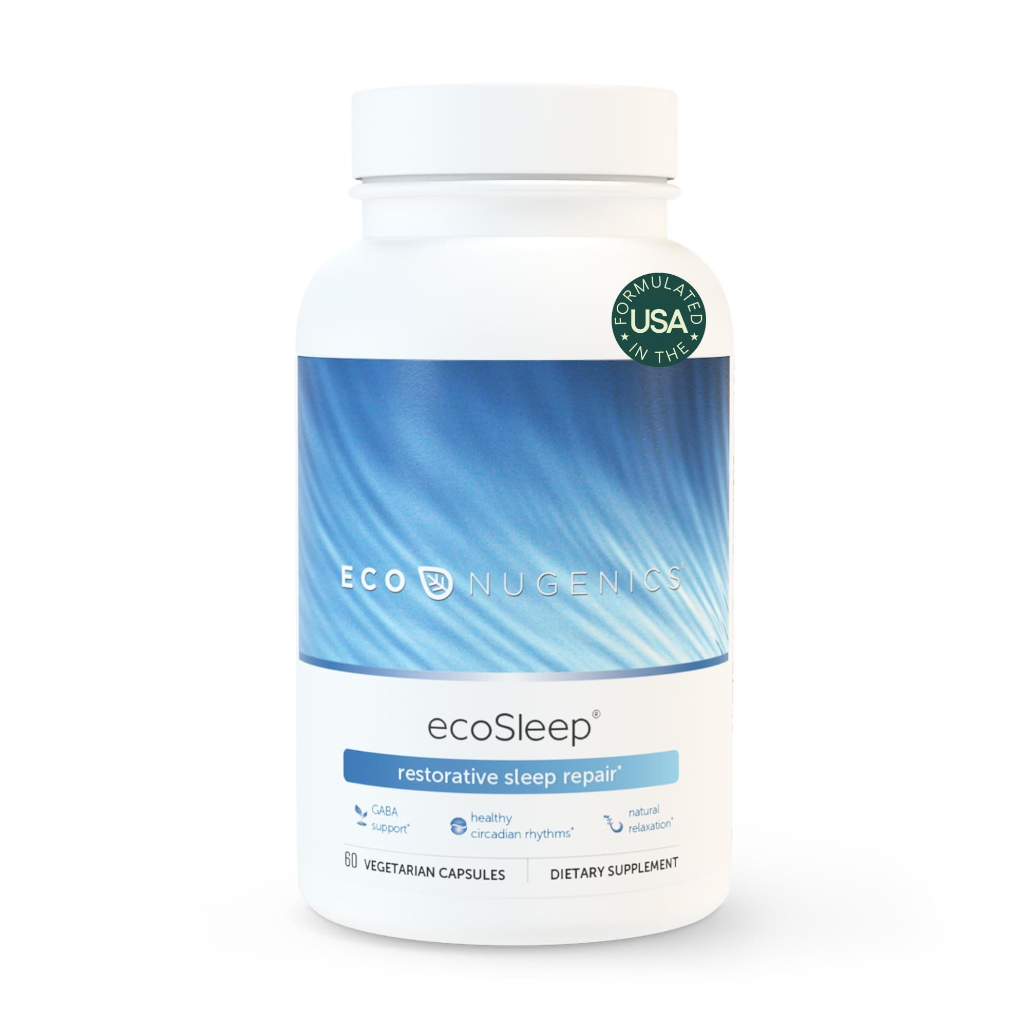 EcoNugenics ecoSleep: Sleep Aid with GABA Support Blend, Magnesium, L-Theanine, Niacin – Helps Promote Deep Sleep, Healthy Circadian Rhythms, Relaxation, Calm – Supplement for Adults, 60 Capsules