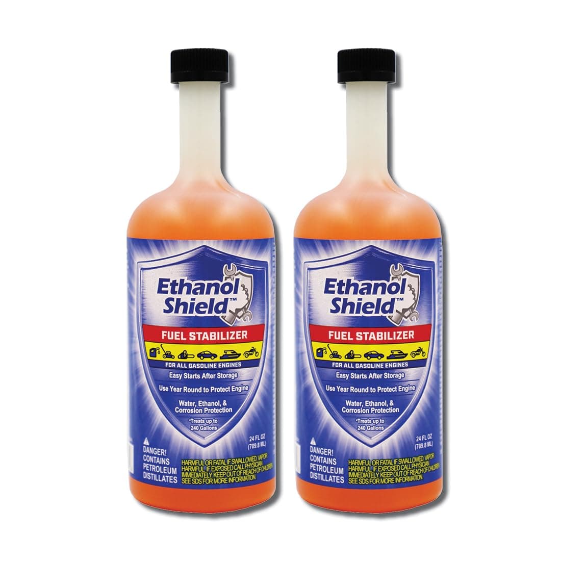 Ethanol Shield Fuel Stabilizer, 24 oz (2 Pack) Keeps Fuel Fresh, Gasoline Treatment Fuel Additive That Protects Fuel System, Gas Stabilizer for Fuel Storage, Antioxidant and Anticorrosive