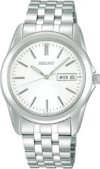 Seiko Selection Men's Quartz Watch, silver/white, Bracelet Type