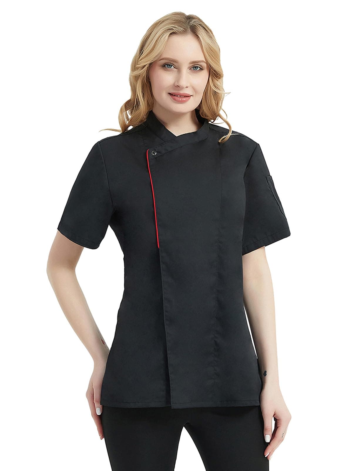 TopTie Women's Chef Coat Short Sleeve Chef Jacket