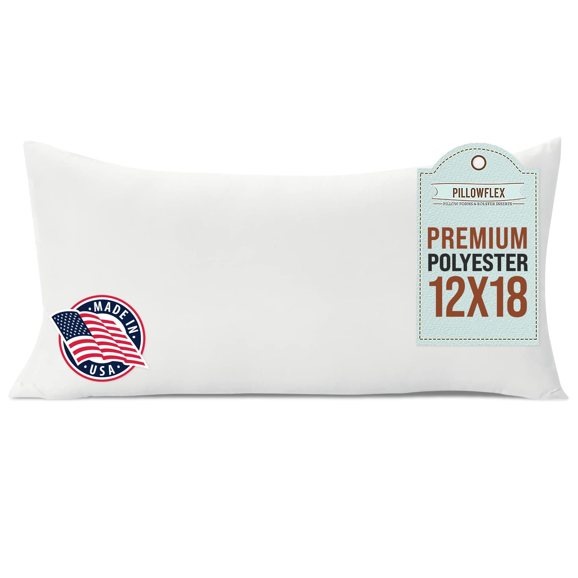 Premium Polyester Throw Pillow Insert - 12x18- Ultra Soft Large Rectangle Throw Pillow, Couch Sham, Lumbar, Back, Sofa - Machine Washable - Decorative Accent Form - 1 Soft Pillow