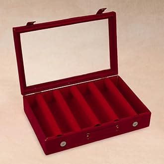 Kuber Industries Wooden Bangle Box For Woman|5 Rod Bangle Storage Box Organizer|Transaprent Lid & Handle|MAROON