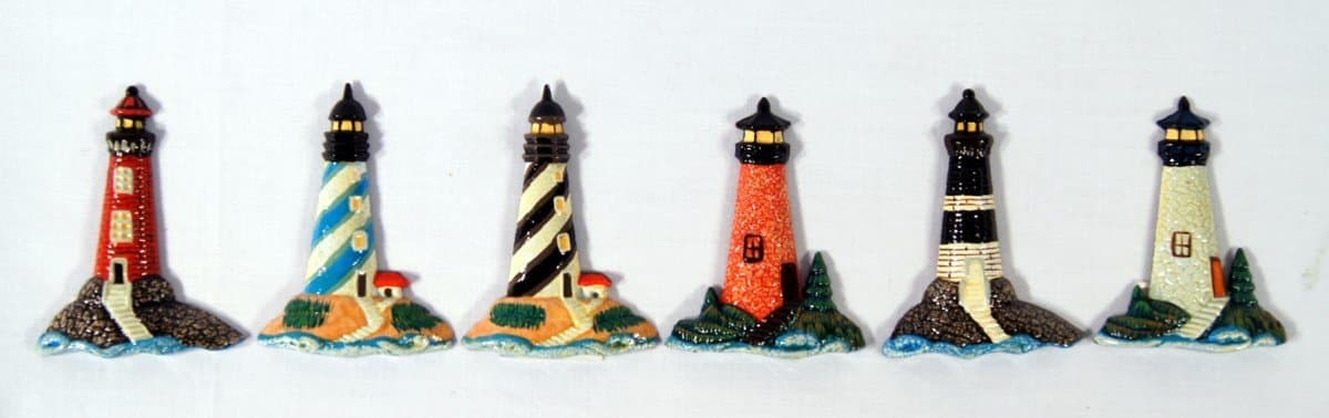 Hand Painted Assorted Lighthouse Magnet (Set of 6)