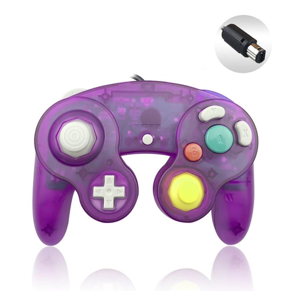 Reiso 1 Pack NGC Controller Classic Wired Controller for Wii Gamecube(Clear Purple)