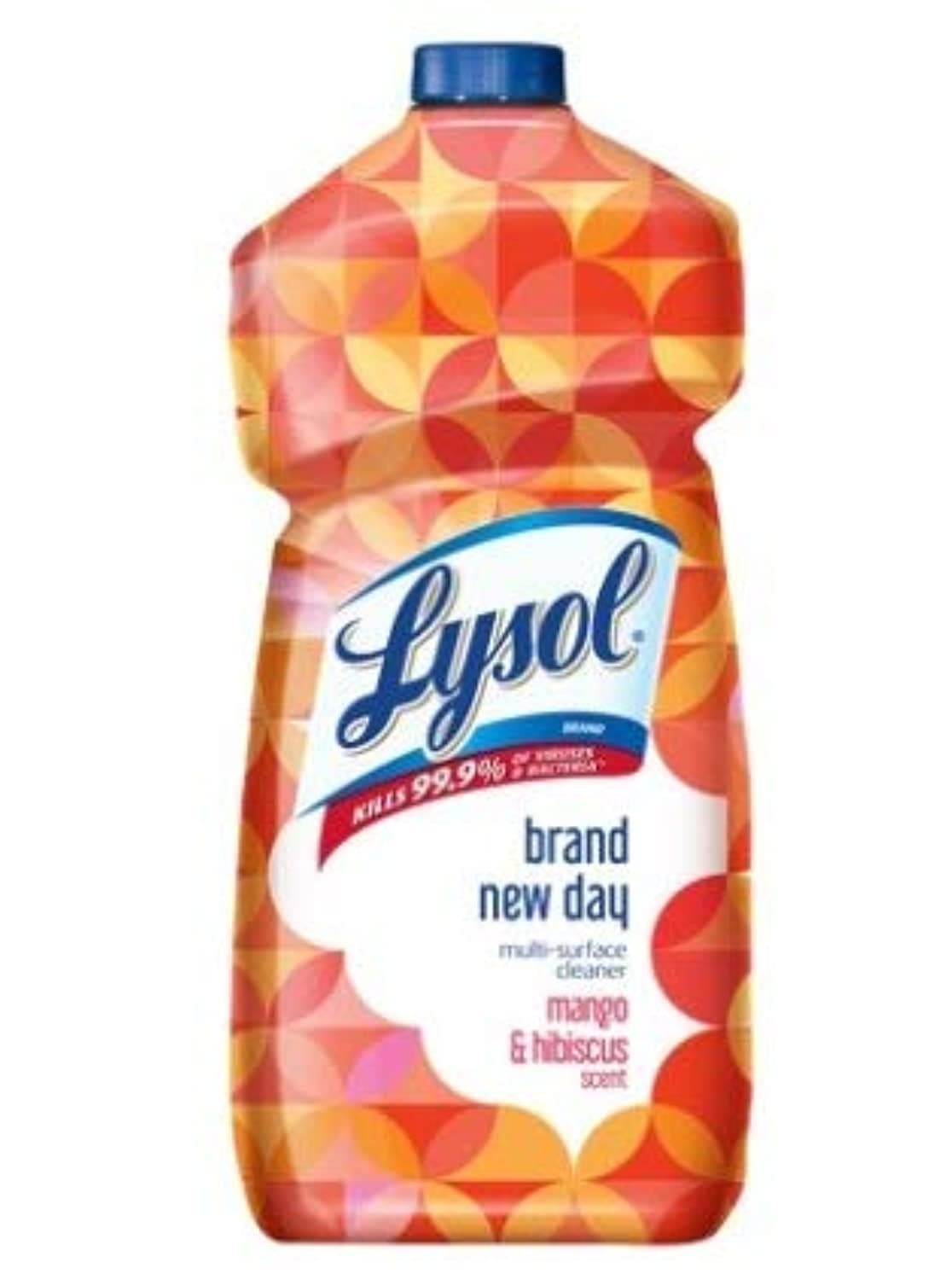 Lysol Multi-Surface Cleaner, Sanitizing and Disinfecting Pour, to Clean and Deodorize, Mango and hibiscus Essence, 1.42 Litre