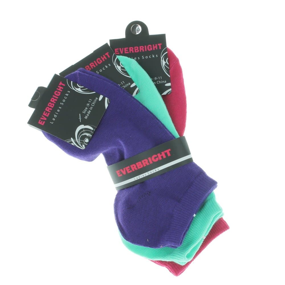 6 Pairs Women's Ladies Solid Color No Show Bright Ankle Socks Size 9-11