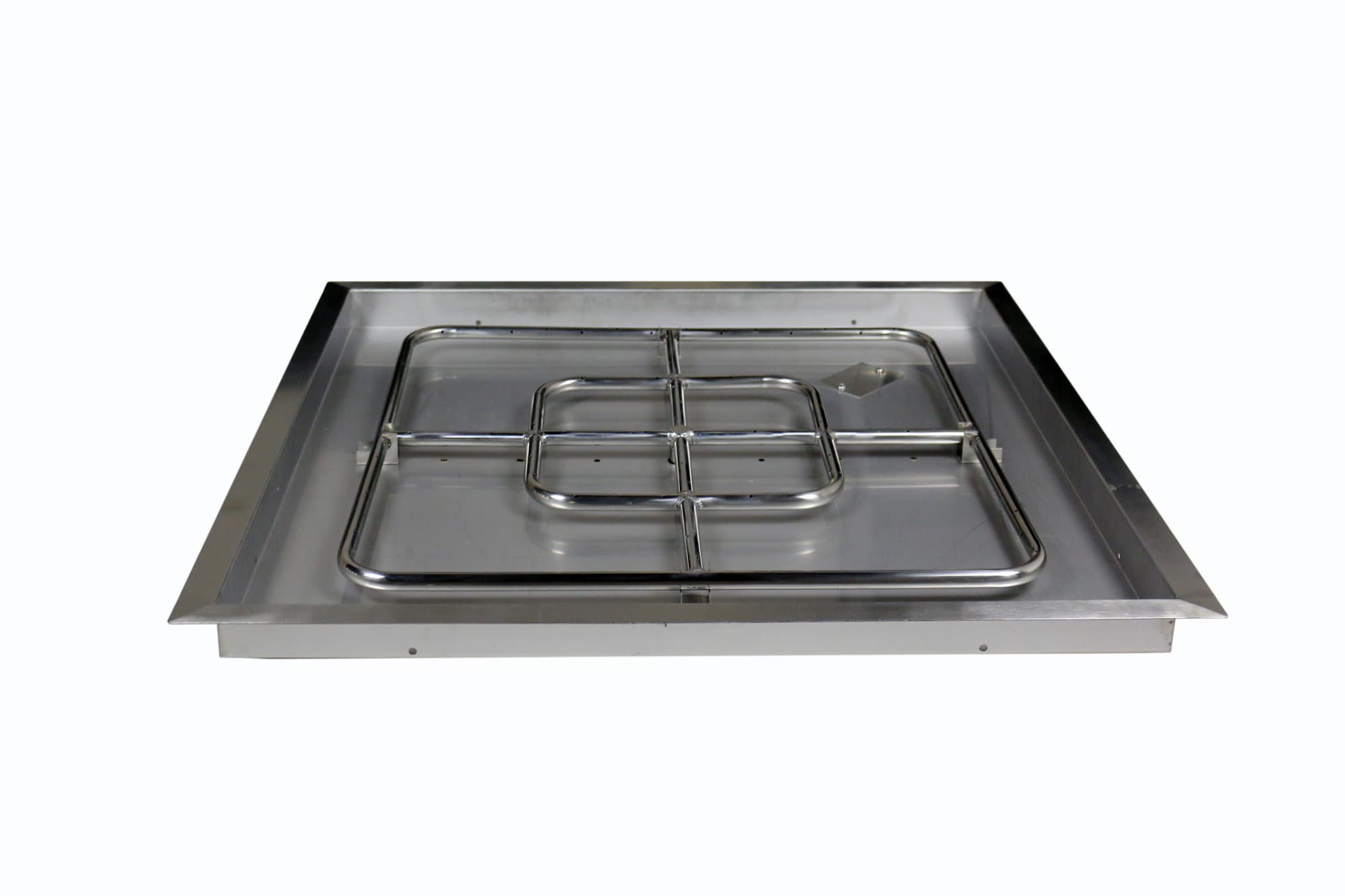Pyromania Stainless Steel Square Drop-in Fire Pit Burner Ring and Pan Assembly, 30 X 30 Inch