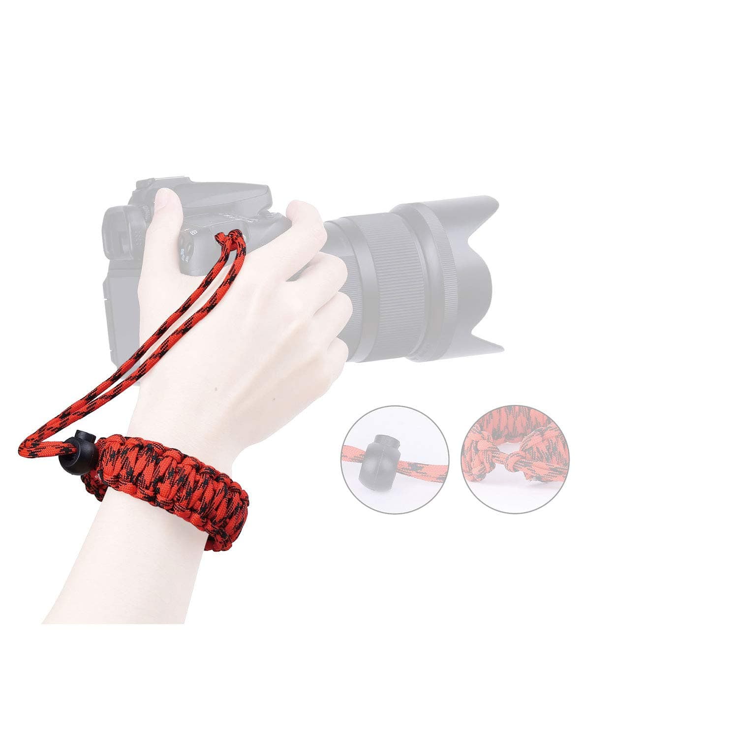 PROWITHLIN Universal Braided Para cord Adjustable Camera Wrist Strap for DSLR SLR CANON NIKON etc (Red + Black)