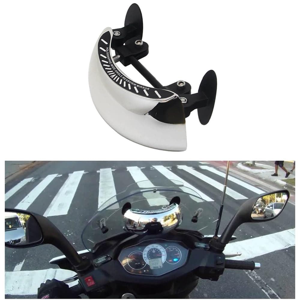E-GENERIX® Universal Motorcycle 180 Degree Rear View Mirror Wide-Angle Safety Blind Spot Windshield Screen Convex Side Mirror for Motorcycle, ATV/UTVs, Scooters, and Cars
