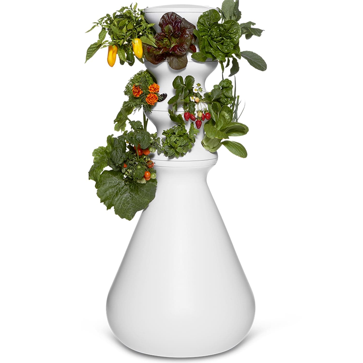 Farmstand Starter Kit + 18 Seedling Credits | Small Hydroponic Growing System Kit | Self-Watering Outdoor Vertical Garden Planter Tower | 4ft 3in | Made in USA