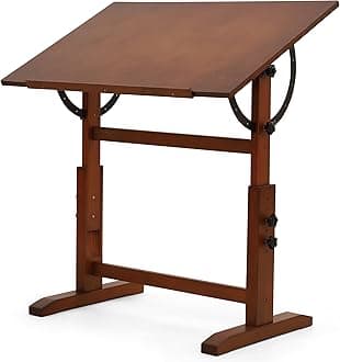 VISWIN Wood Drafting Table for Adults, 24'' x 35" Drawing Table with Adjustable Height & Angle for Art Studio, Solid Pine Wood Artist Desk for Drawing, Drafting, Writing, Reading, Sketching