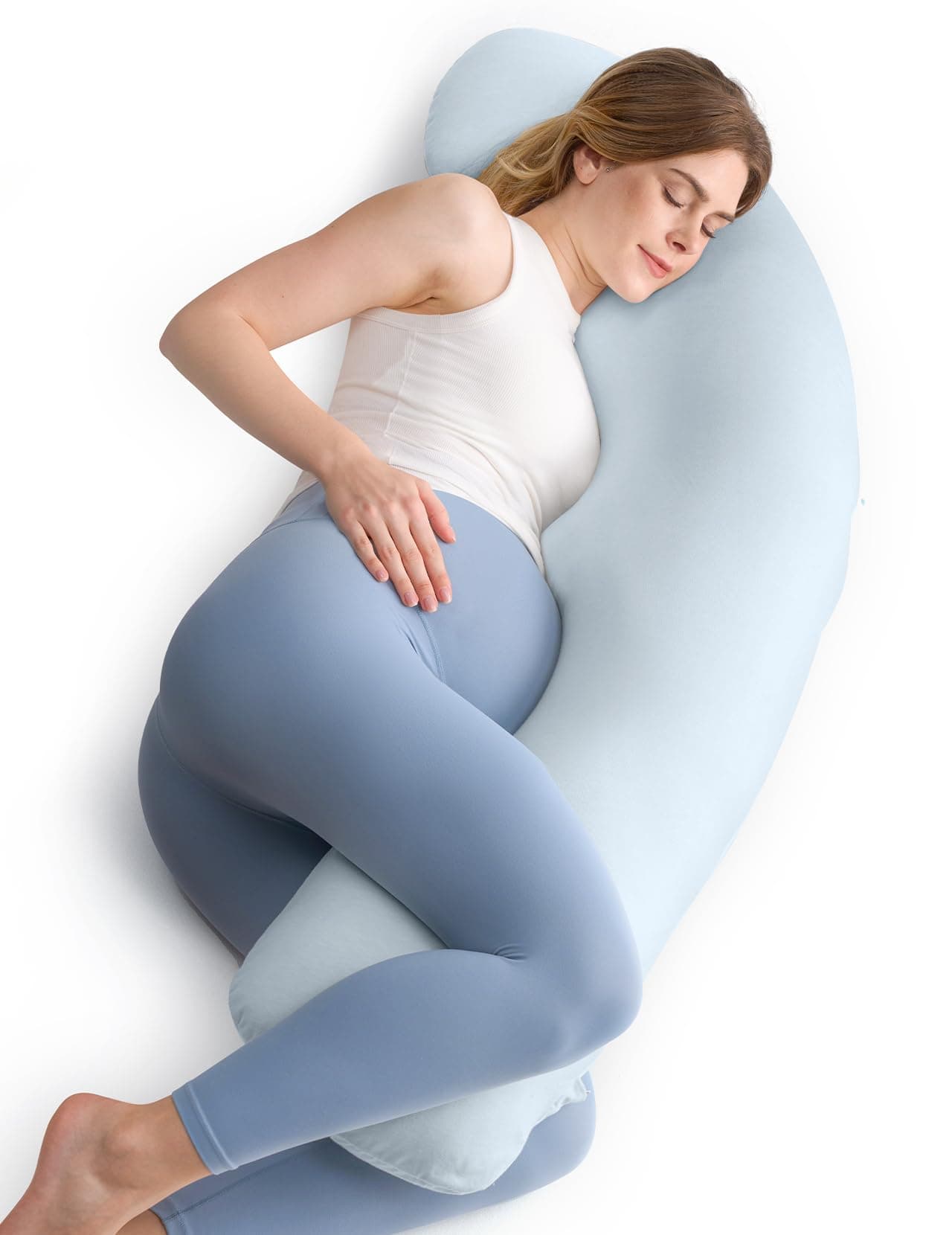 Momcozy Pregnancy Pillows J Shaped, Blue