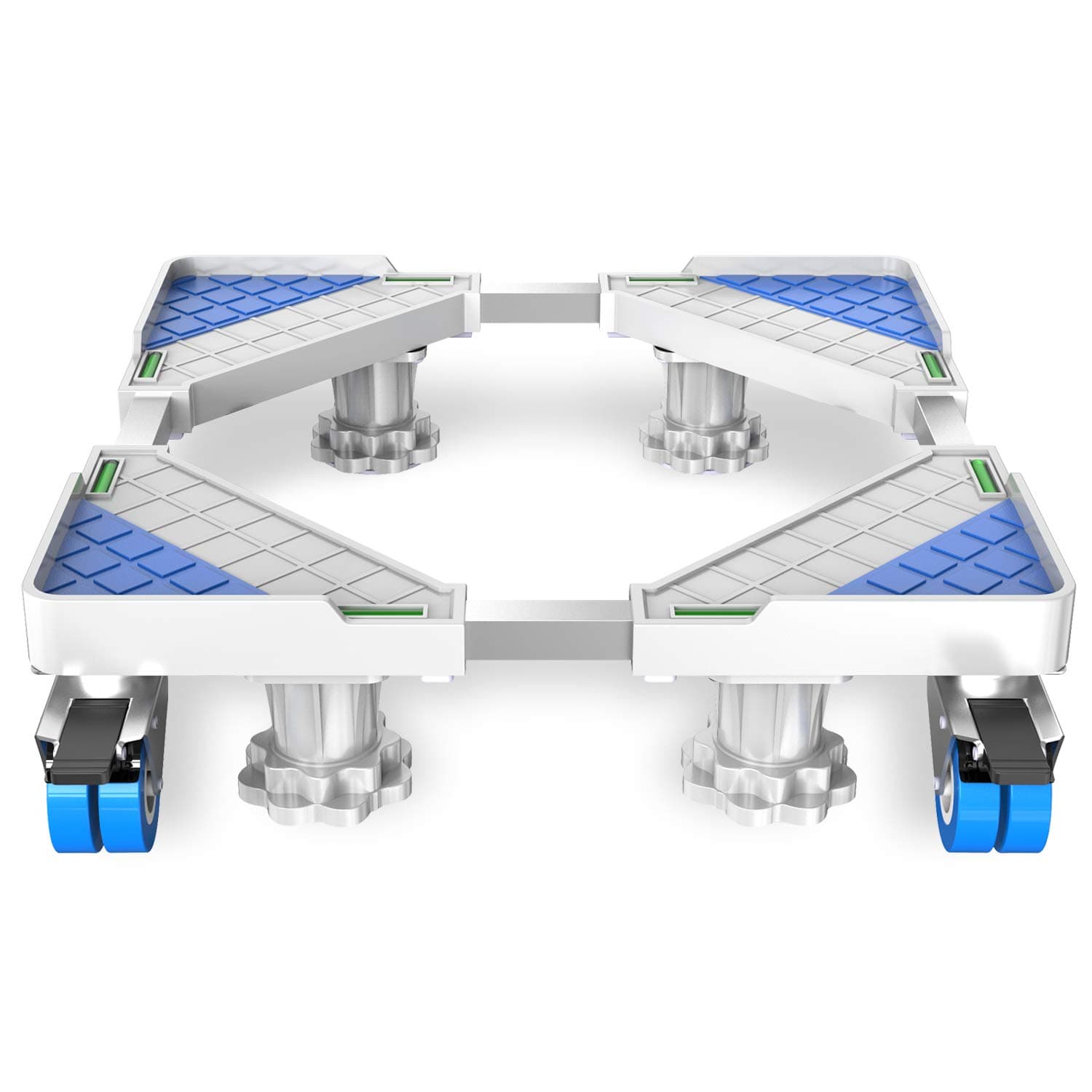 Mobile Washing Machine Refrigerator Adjustable Base with Locking Swivel Wheels Anti vibration Mute Cart Outdoor Roller Dolly Trolley Loading Capacity 600 lbs