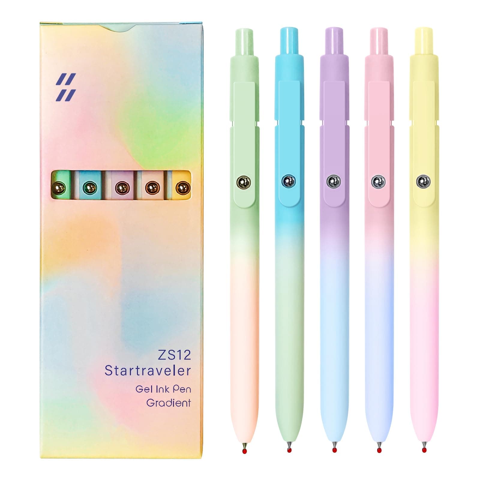 5 Pcs Silver Gradient Black Ink Pens