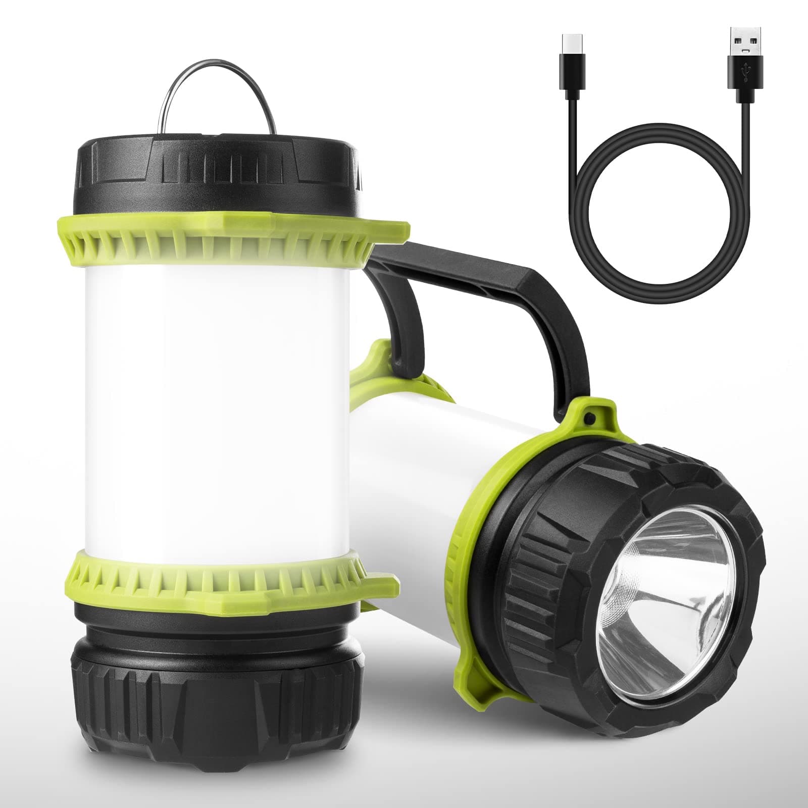 LE Camping Light Rechargeable, Torch LED Super Bright Rechargeable, Dimmable 5 Modes Camping Lantern Torch with Power Bank, 500lm Rechargeable Camping Torch for Power Cuts, Emergency, USB C Cable