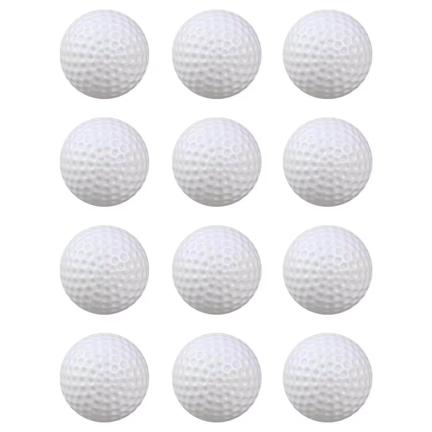 White Hollow Practice Golf Balls Plastic 12Pcs,42mm Plastic Golf Training Balls Airflow Limited Flight Golf Balls for Swing Practice Driving Range Home Backyard Use