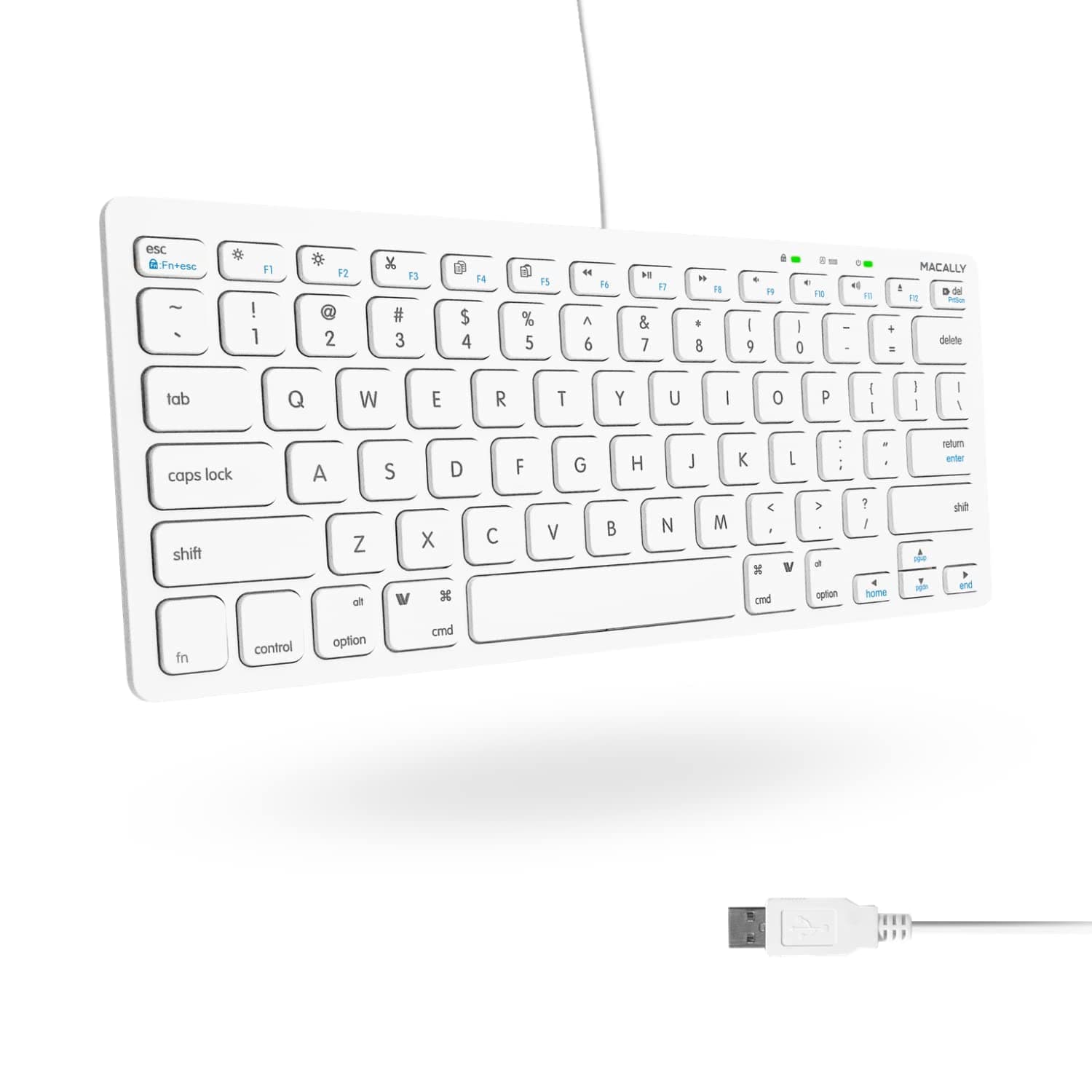 Macally Slim USB Wired Small Compact Mini Computer Keyboard for Apple Mac, iMac, MacBook Pro/Air, Windows PC, Laptop (SLIMKEYC)