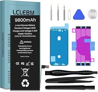 [9800mAh] Battery for iPhone 12/12 Pro, New Upgrade High Capacity Battery Replacement for iPhone 12/12 Pro, A2172,A2402, A2403, A2404, A2341, A2406, A2407, A2408 with Repair Tool Kit