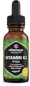 Vitamin K2 Drops, 200 mcg Vitamin K2 per Daily Dose, High Strength, Vegan & Liquid, MK-7 Menaquinone (> 99% All-Trans Form), 50 ml (1700 Drops), Supplement Without Additives, High Bioavailability