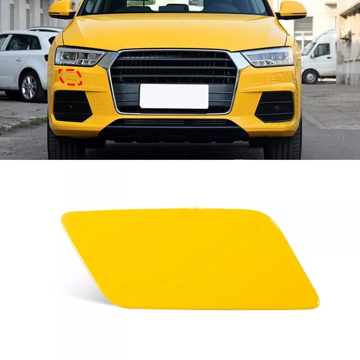 Front Bumper Headlight Washer Cover Cap for Audi Q3 2016 2017 2018 8U0955276E (Yellow, Right)