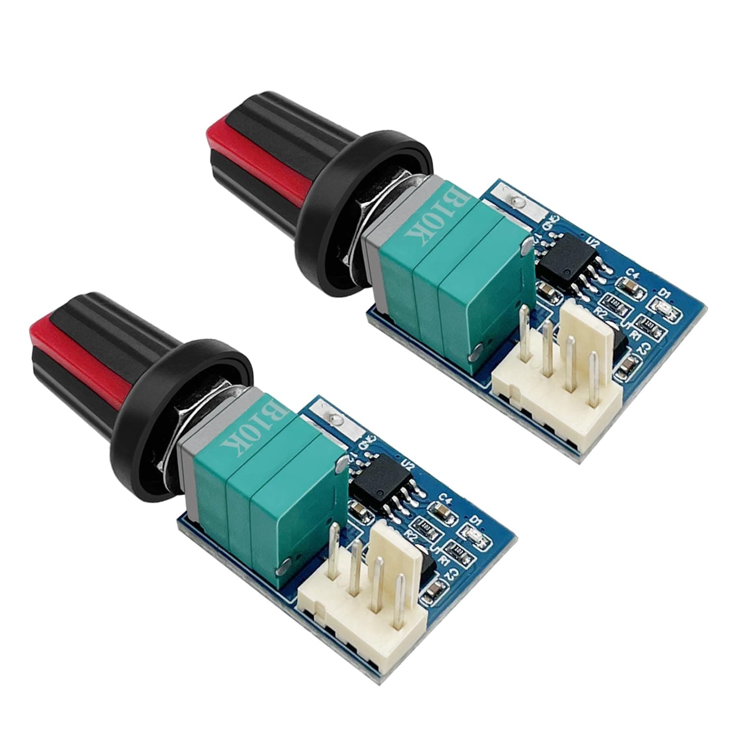 2PCS 12V PWM 4pin Fan Speed Controller, Adjustable Knob Speed Regulator, 25kHz Frequency,USB Compatible DC Motor Speed Controller Module, Compatible with PC Case/CPU Cooling Fan