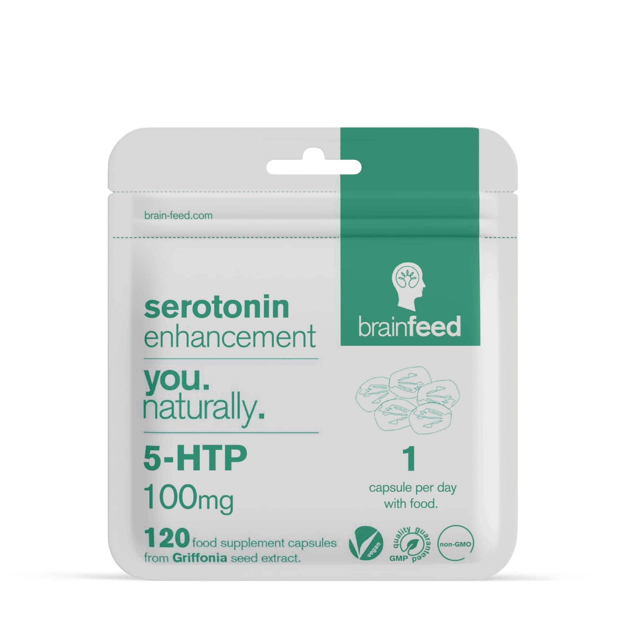 5HTP 100mg | Serotonin Supplements | 120 Capsules - 1 a Day | 5 HTP High Strength | 1200mg Griffonia Seed Extract | Mood Booster | Natural 5-HTP Supplement | UK Manufactured