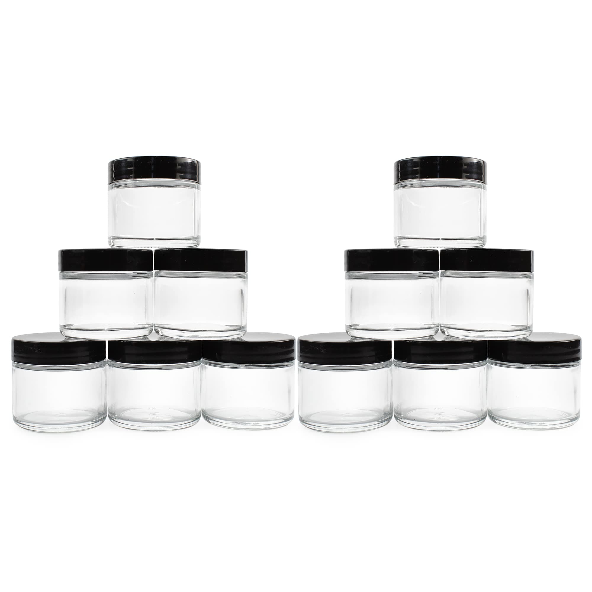 Cornucopia Brands 2oz Straight Sided Clear Glass Jars (12 pack), Airtight Cosmetic Jars for Creams, Balms & Aromatherapy