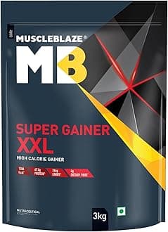 Super Gainer XXL (Cookies & Cream, 3kg / 6.6lbs, 30 Servings) | Muscle Mass High Protein Gainer