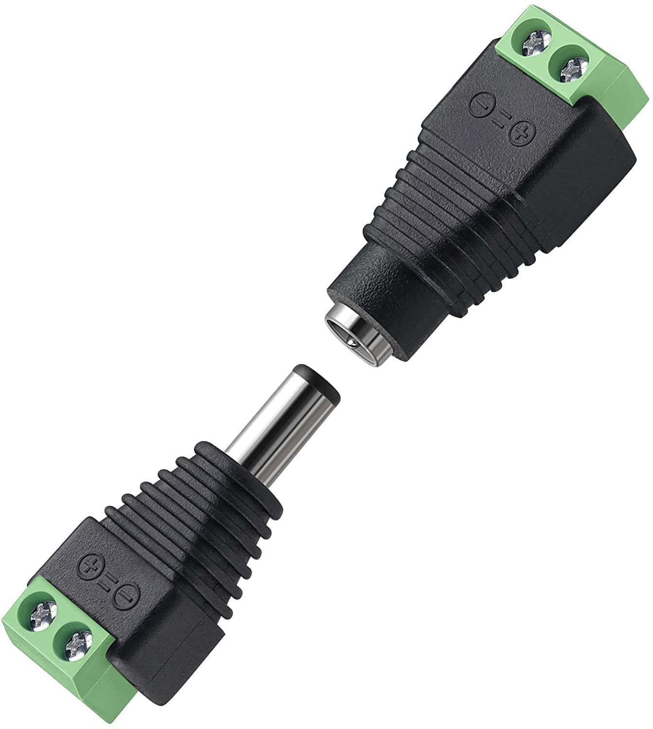 FEDUS 2 Pairs DC Power Jack Plug Adapter Connector,12V, 24V Male +Female 2.1 X 5.5MM Connector Terminal Barrel for CCTV Camera/Led Strip Light,DVR,Car Rearview Monitor System